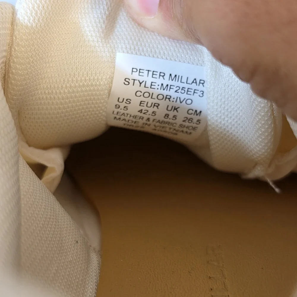 Men's Peter Millar Journeyman Sneakers Ivory Navy Blue MF25EF3 New Size 9.5